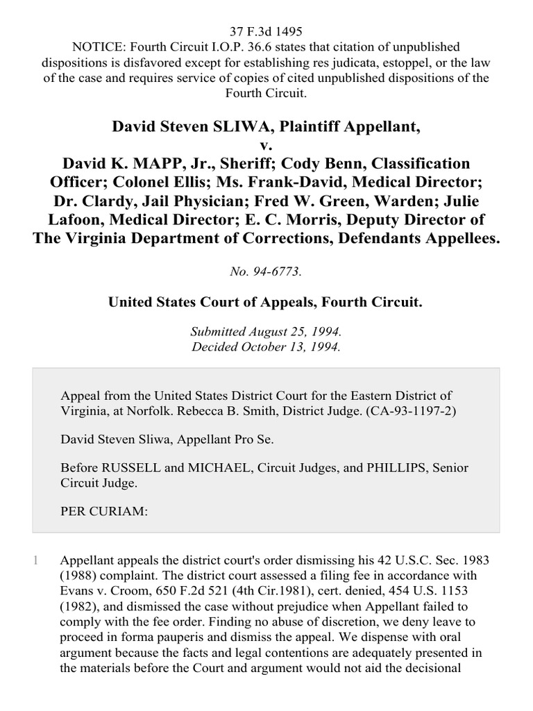 United States Court of Appeals, Fourth Circuit | PDF | Law