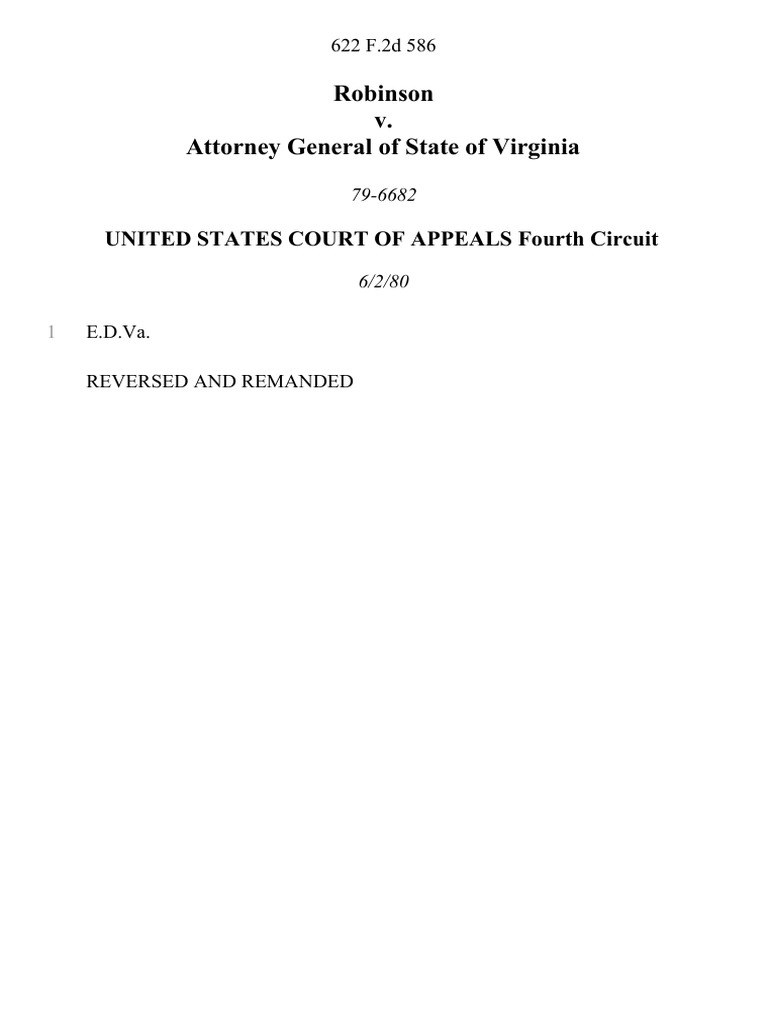 Robinson v. Virginia Attorney General Case | PDF | Law