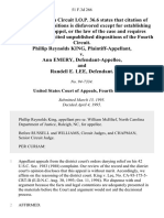 Phillip Reynolds King v. Ann Emery, and Randell E. Lee, 51 F.3d 266, 4th Cir. (1995)