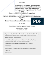 Robert J. Crowley v. Prince George's County Government, and Prince George's County Police Department, 946 F.2d 884, 4th Cir. (1991)