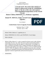 Robert Clifton Johnson, Jr. v. Daniel W. Moyle, Judge, Circuit Court, 851 F.2d 356, 4th Cir. (1988)