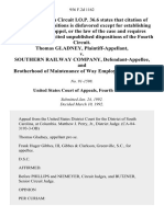 Thomas Gladney v. Southern Railway Company, and Brotherhood of Maintenance of Way Employees, 956 F.2d 1162, 4th Cir. (1992)