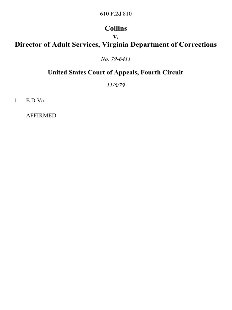Collins v. Virginia Dept. of Corrections | PDF