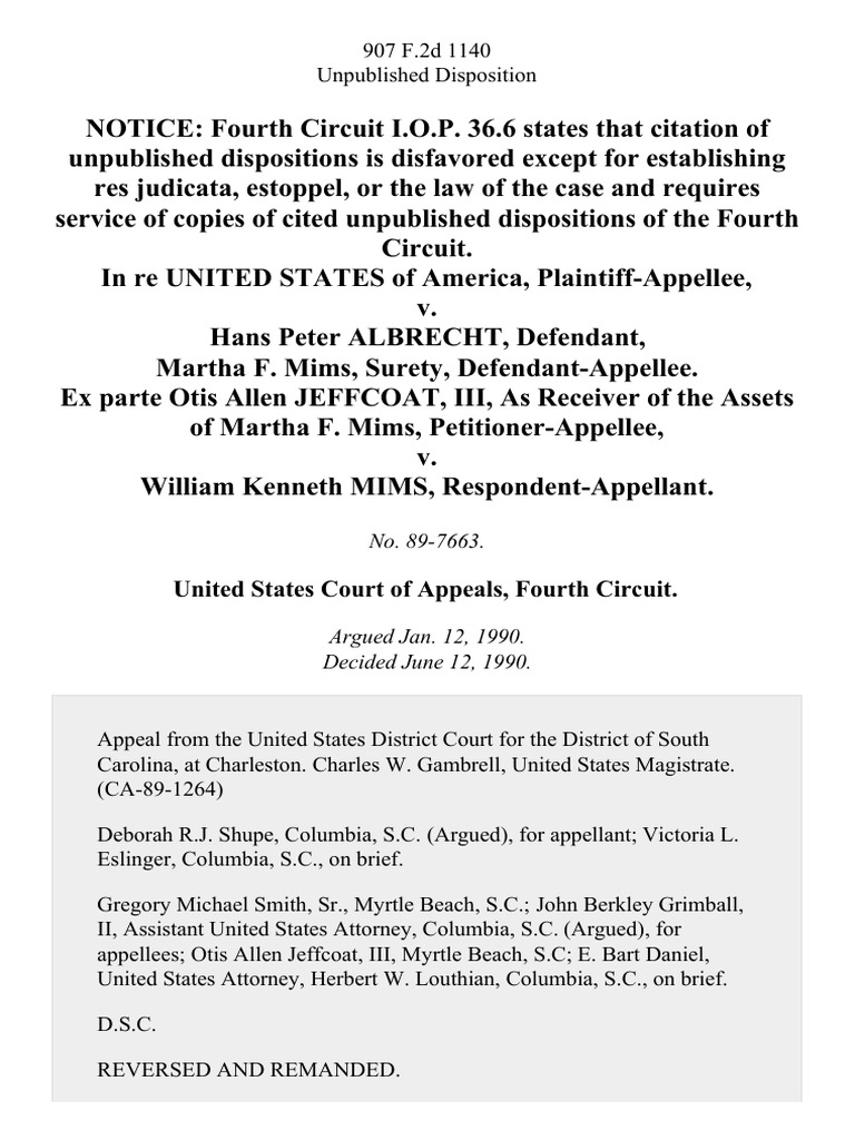 United States Court of Appeals, Fourth Circuit PDF Receivership