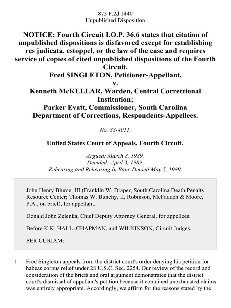 Singleton v. McKellar Appeal Affirmed | PDF