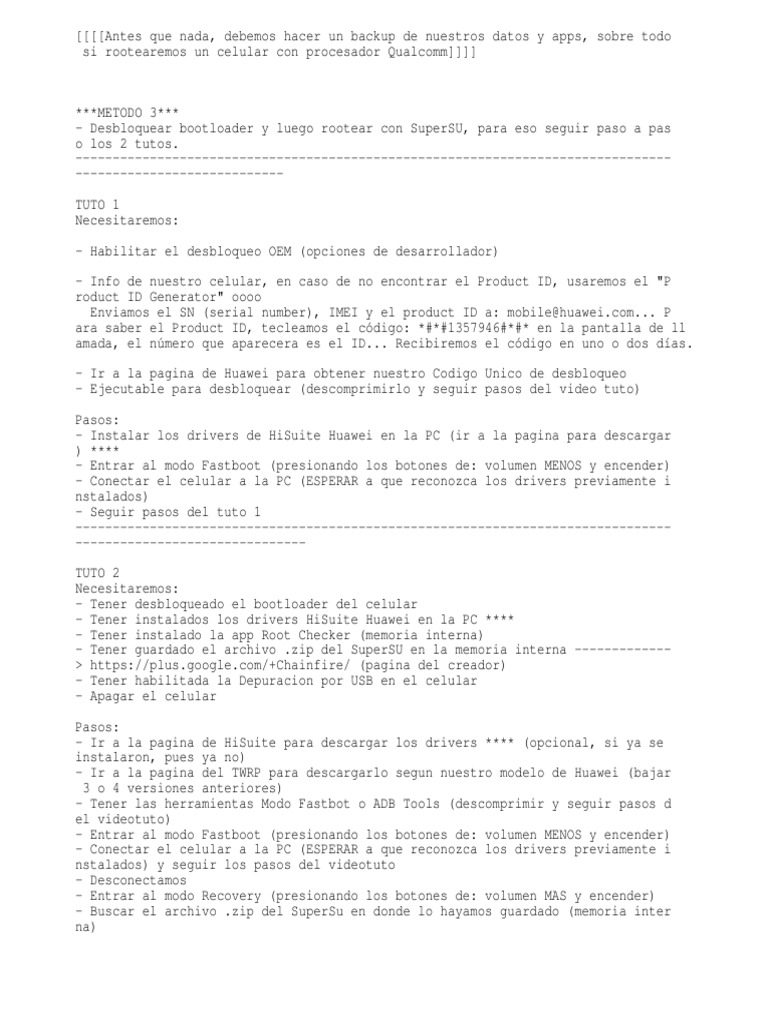 Tutorial Bootloader y Root de Huawei SCLL03 PDF