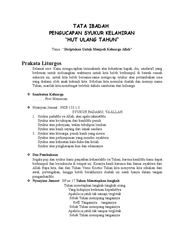 Kata Sambutan Ibadah Keluarga Masnurul