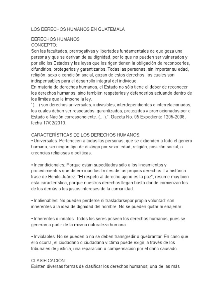Los Derechos Humanos en Guatemala | PDF | Derechos humanos | Derechos