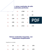 Calcular Raíces Cuadradas de Sólo Cuadrados Perfectos EXACTAS