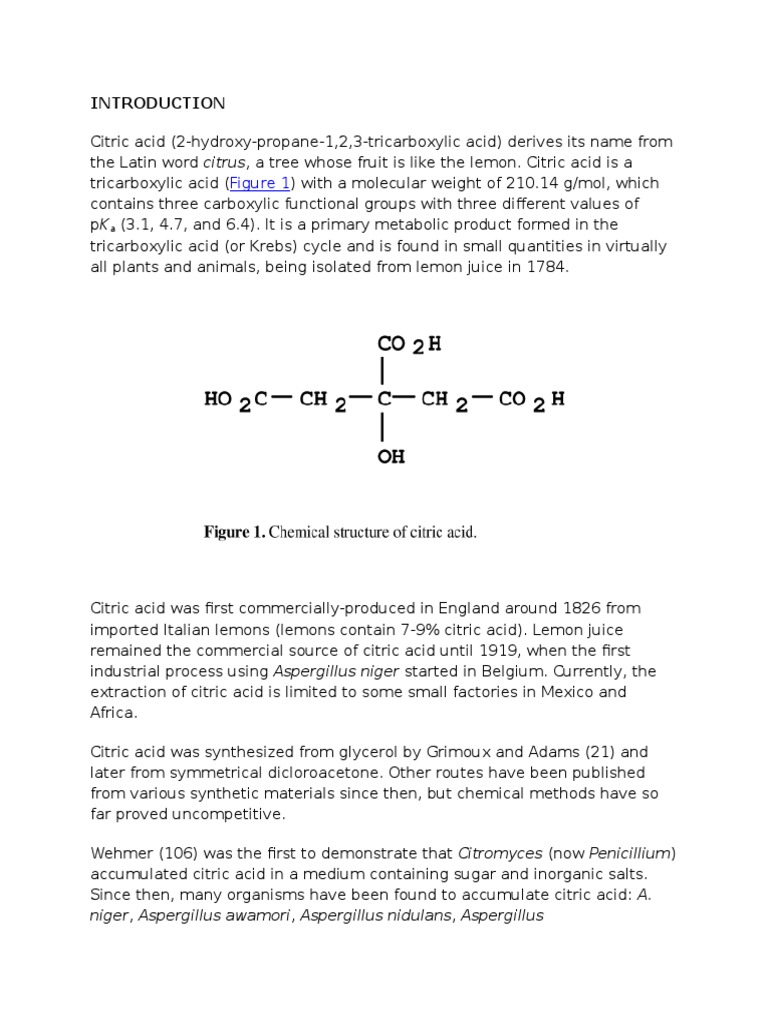 Citric Acid Production and Fermentation Factors | PDF | Cooking, Food ...