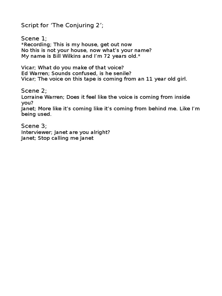 The Conjuring 2 Script Excerpt | PDF | Home & Garden | Art