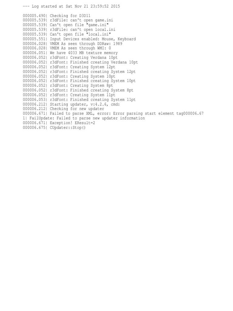 Game Initialization Log Errors | PDF | Games & Activities | Technology ...