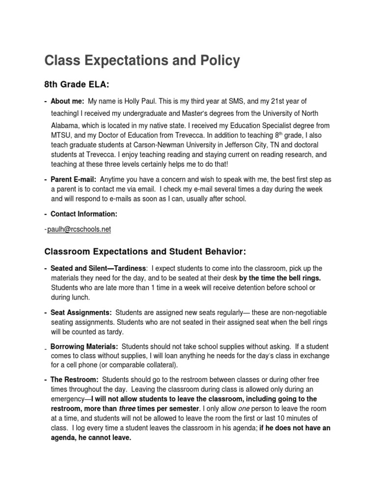 Class Expectations Website | PDF | Homework | Learning