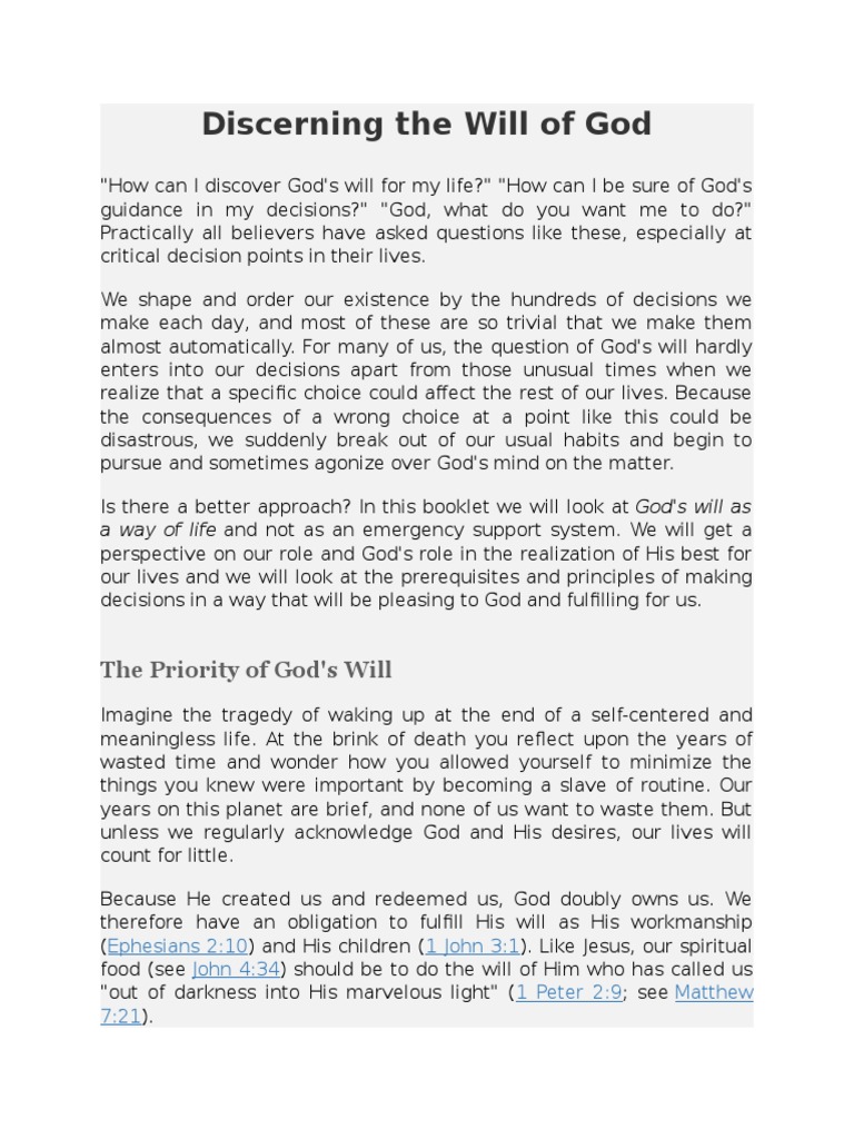 Discerning The Will of God | PDF | Business