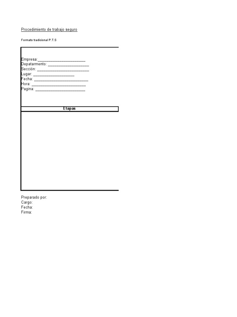 Formato P.T.S. para Procedimiento Seguro | PDF | Crecimiento personal y ...