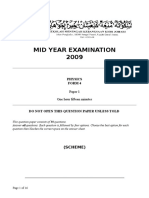 Mid Year 09 Physics P1 F4 Scheme