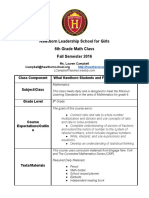 Hawthorn Leadership School For Girls 6th Grade Math Class Fall Semester 2016