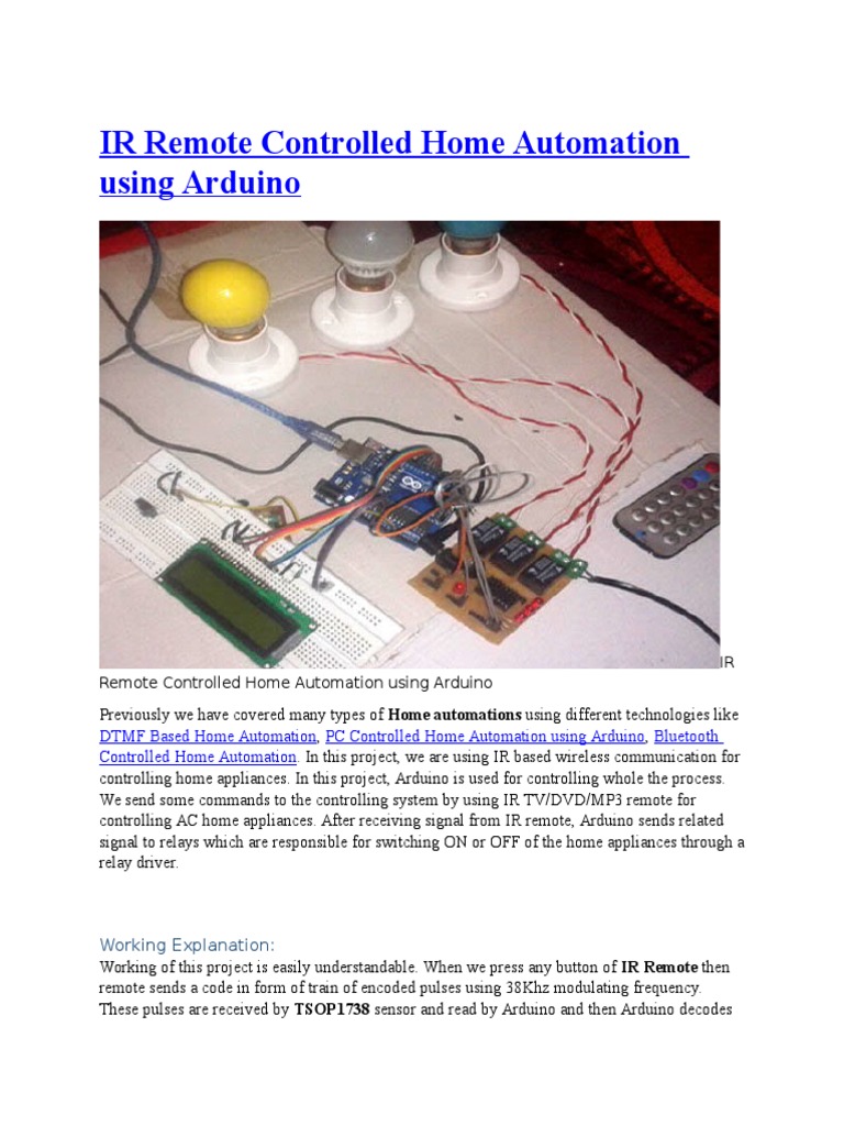 IR Remote Controlled Home Automation Using Arduino | PDF | Remote ...