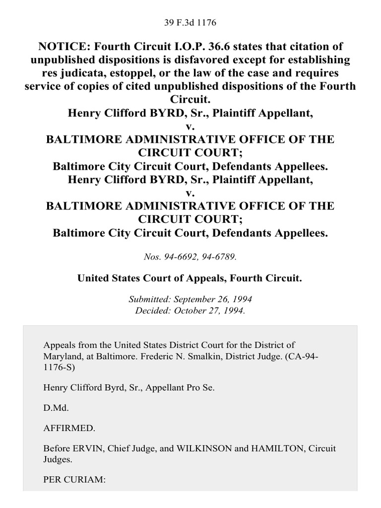 Byrd v. Baltimore Circuit Court Appeal | PDF