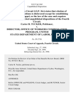 Carter B. Tucker v. Director, Office of Workers Compensation Program, United States Department of Labor, 915 F.2d 1565, 4th Cir. (1990)