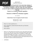 Bennie Lee Linder v. Manford Lawrence, 856 F.2d 187, 4th Cir. (1988)