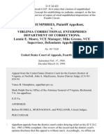 Vance B. Humphries v. Virginia Correctional Enterprises Department of Corrections Lonnie E. Moore, Vce Manager Mike Greene, Vce Supervisor, 21 F.3d 422, 4th Cir. (1994)