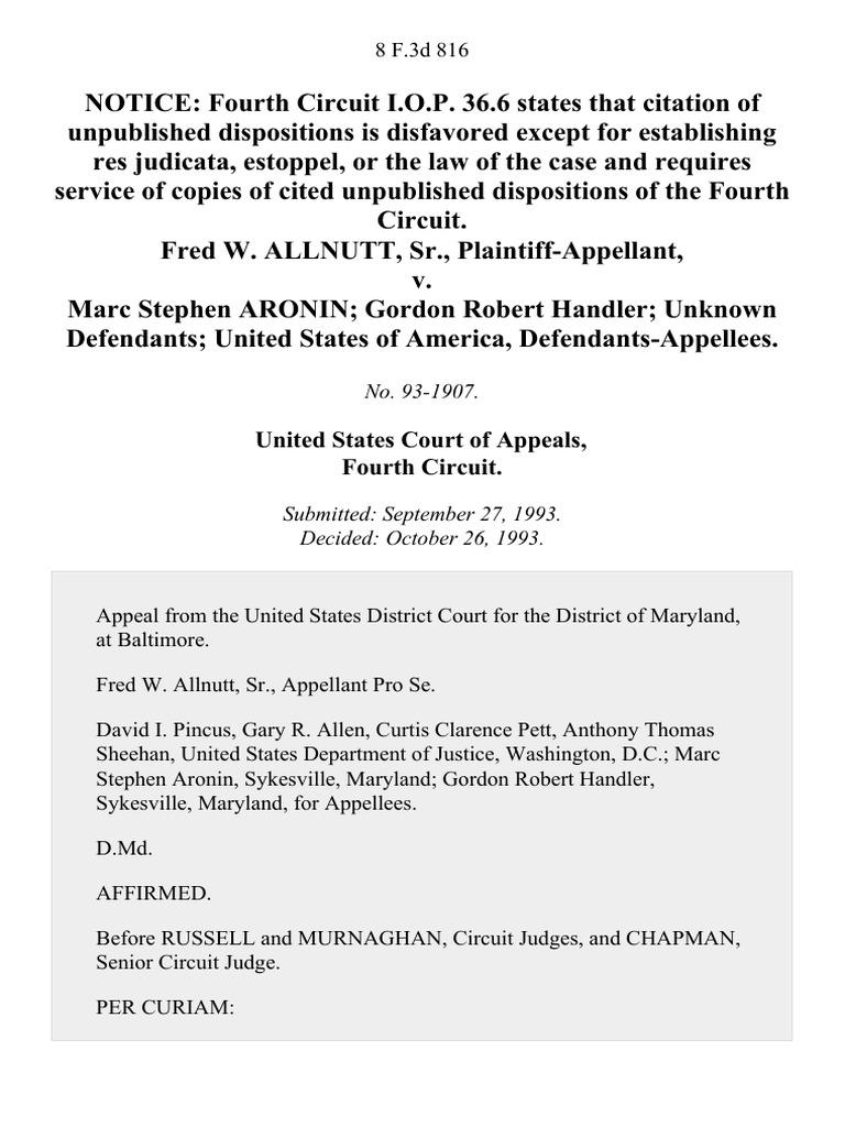 Allnutt v. USA: Appeal Dismissed | PDF | Politics