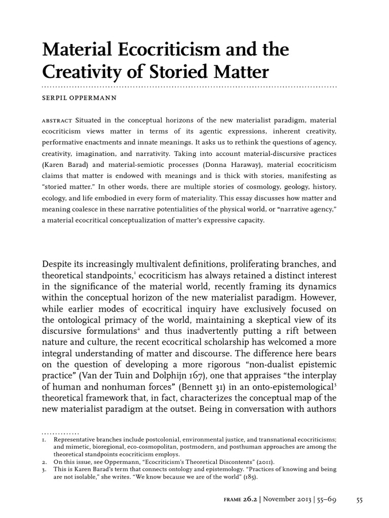 "Material Ecocriticism and The Creativity of Storied Matter" by Serpil