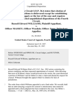 Russell Edward Williams v. Officer Massey Officer Woodale Officer Jones, 819 F.2d 1139, 4th Cir. (1987)