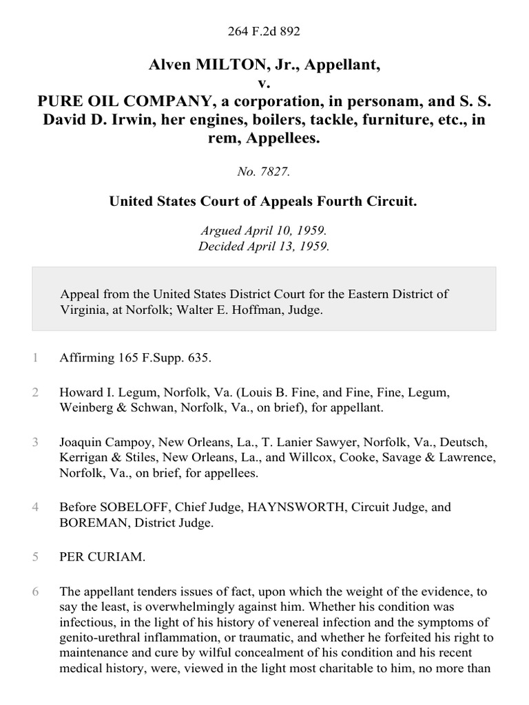 Appeal Decision: Milton v. Pure Oil Co. | PDF | Travel | Law