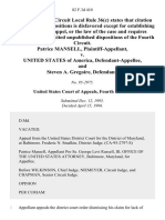 Patrice Mansell v. United States of America, and Steven A. Gregoire, 82 F.3d 410, 4th Cir. (1996)