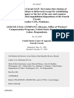 Luther Cox v. Lescox Coal Company Director, Office of Workers' Compensation Programs, United States Department of Labor, 8 F.3d 817, 4th Cir. (1993)