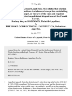 Rodney Wayne Robinson v. The Hoke Correctional Institution, 77 F.3d 470, 4th Cir. (1996)