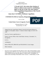 Juan Jose Caceres v. United States, 934 F.2d 318, 4th Cir. (1991)