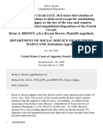 Brian A. Brown, A/K/A Bryant Brown v. Department of Social Service of Southern Maryland, 870 F.2d 654, 4th Cir. (1989)