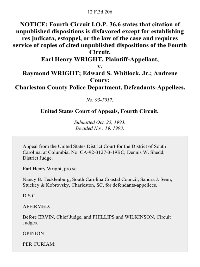 Earl Henry Wright v. Raymond Wright Edward S. Whitlock, Jr. Andrene