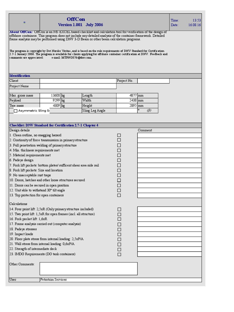Offshore Container Design Checklist | PDF
