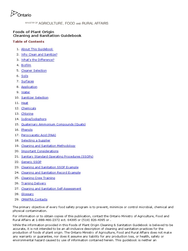 Food plant sanitation pdf information