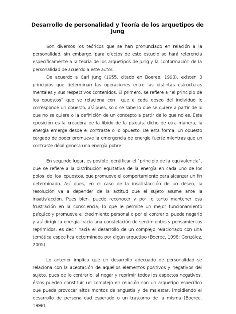 Teoría de los arquetipos de Jung y su relación con el desarrollo de la ...