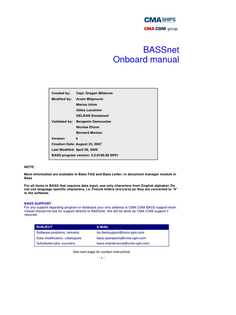 BASSnet Onboard Manual Overview | PDF | Databases | Procurement