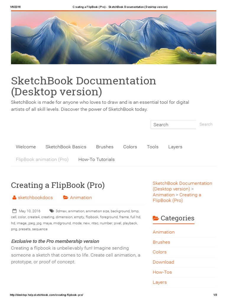 Creating A FlipBook (Pro) SketchBook Documentation PDF Adobe