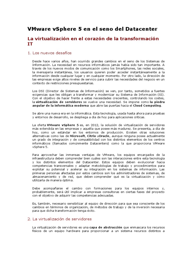 VMware V Sphere 5 | PDF | Plataforma como servicio | V Mware