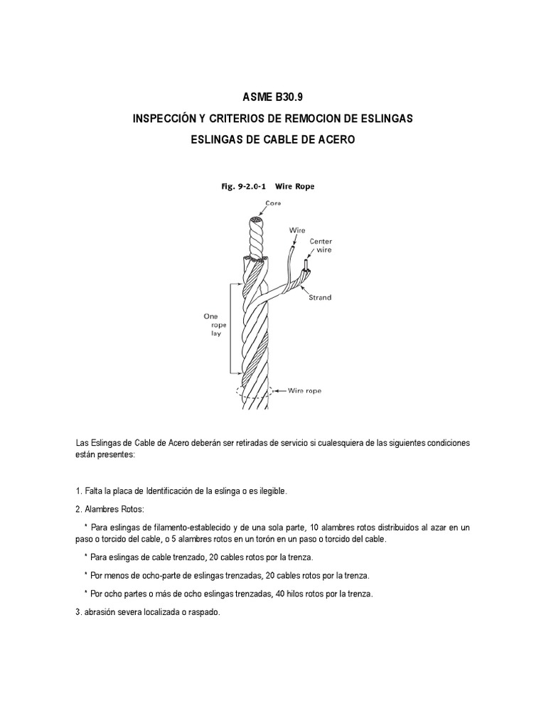Criterios de remocion cable de acero segun asme b30 9 pdf