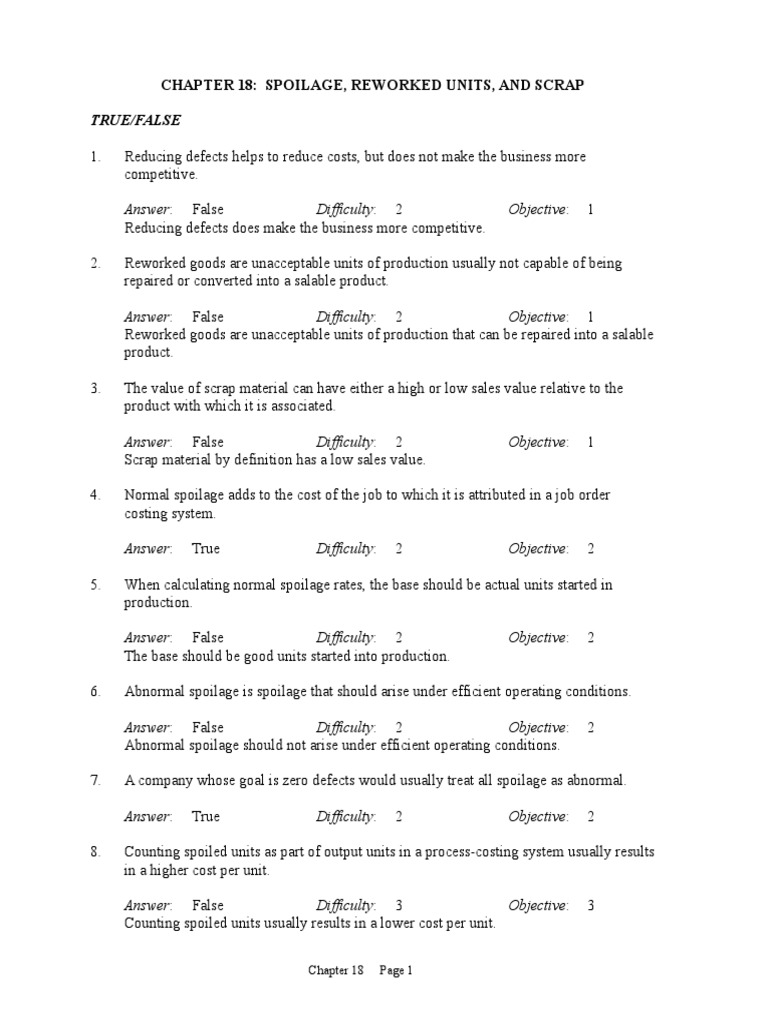 Spoilage, Rework, and Scrap Management | PDF | Cost Of Goods Sold ...