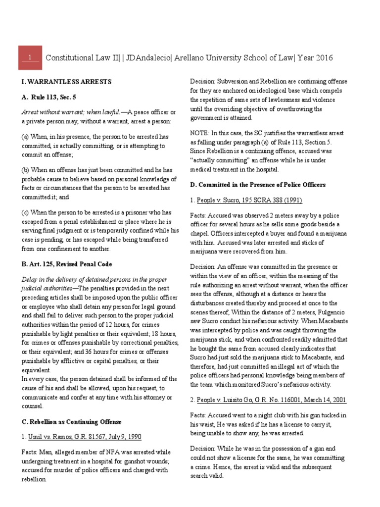 Constitutional Law II Reviewer For Finals | PDF | Miranda Warning | Bail