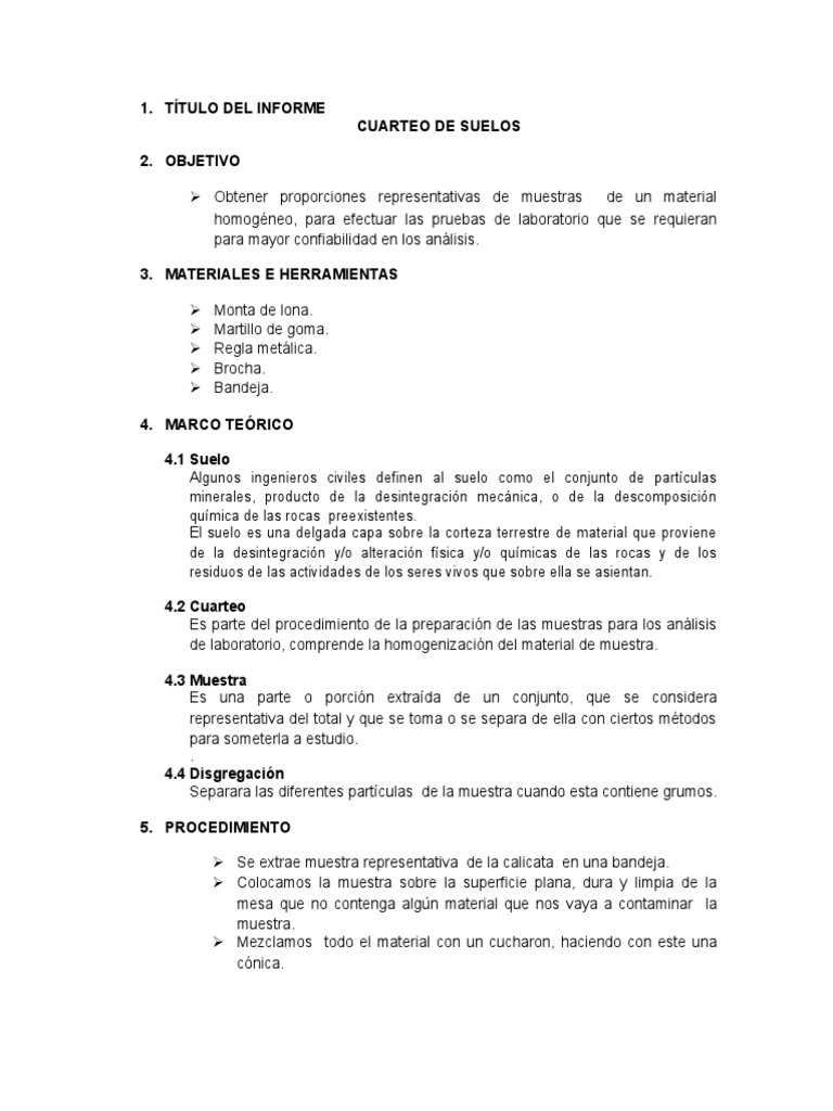 Cuarteo de Muestras de Suelo | PDF | Suelo | Naturaleza