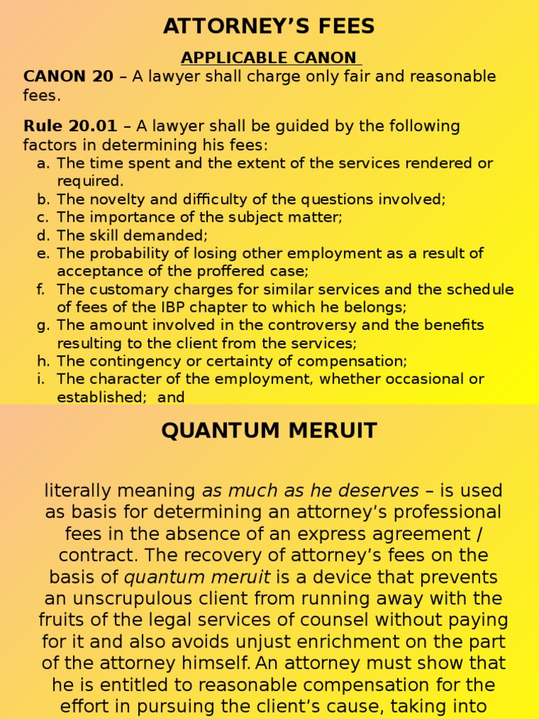 Legal Ethics Presentation Canon 20 PDF Attorney's Fee Lawyer