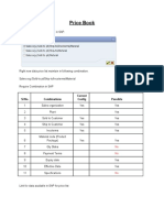 Price Book: SL No. Combinations Current Config Possible