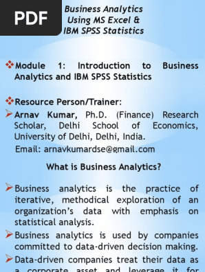 Introduction To Business Analytics Spss Analytics Spss - 