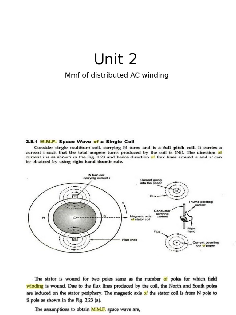 Unit 2: MMF of Distributed AC Winding | PDF